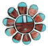 Silver Southwest Multicolor Inlay Sun Jewelry Ring Size 8-3/4 YS72224